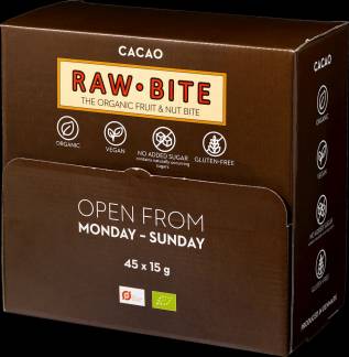 Rawbite Office Box Cacao, 45 x 15g Øko 